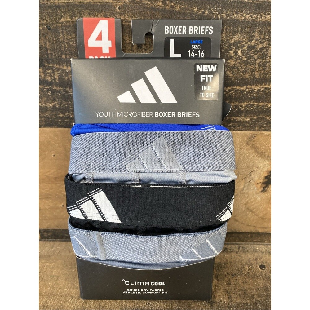 Adidas Youth Boxer Briefs Size Large (14-16) Quick Dry Fabric Athletic Fit New O